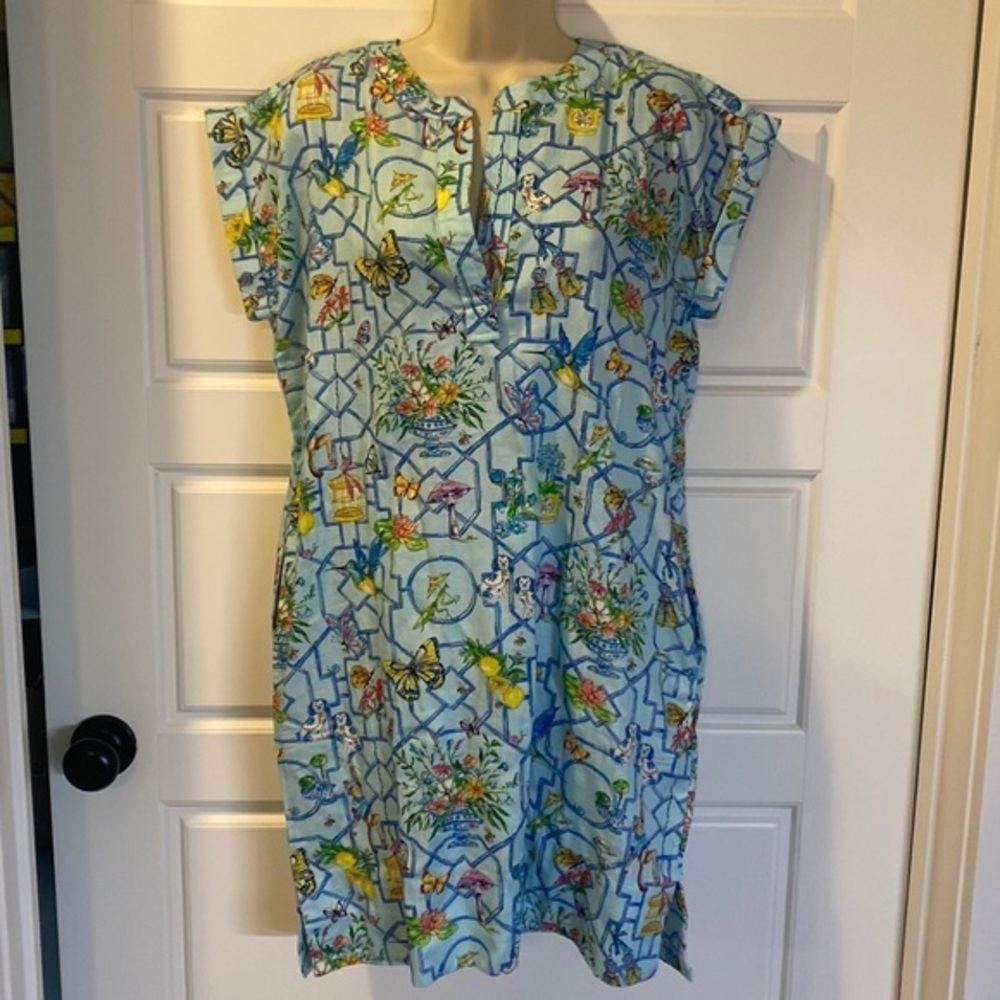Jaye’s Studio MENAGERIE LUXE SATEEN DAY DRESS in wonderland print small NWT